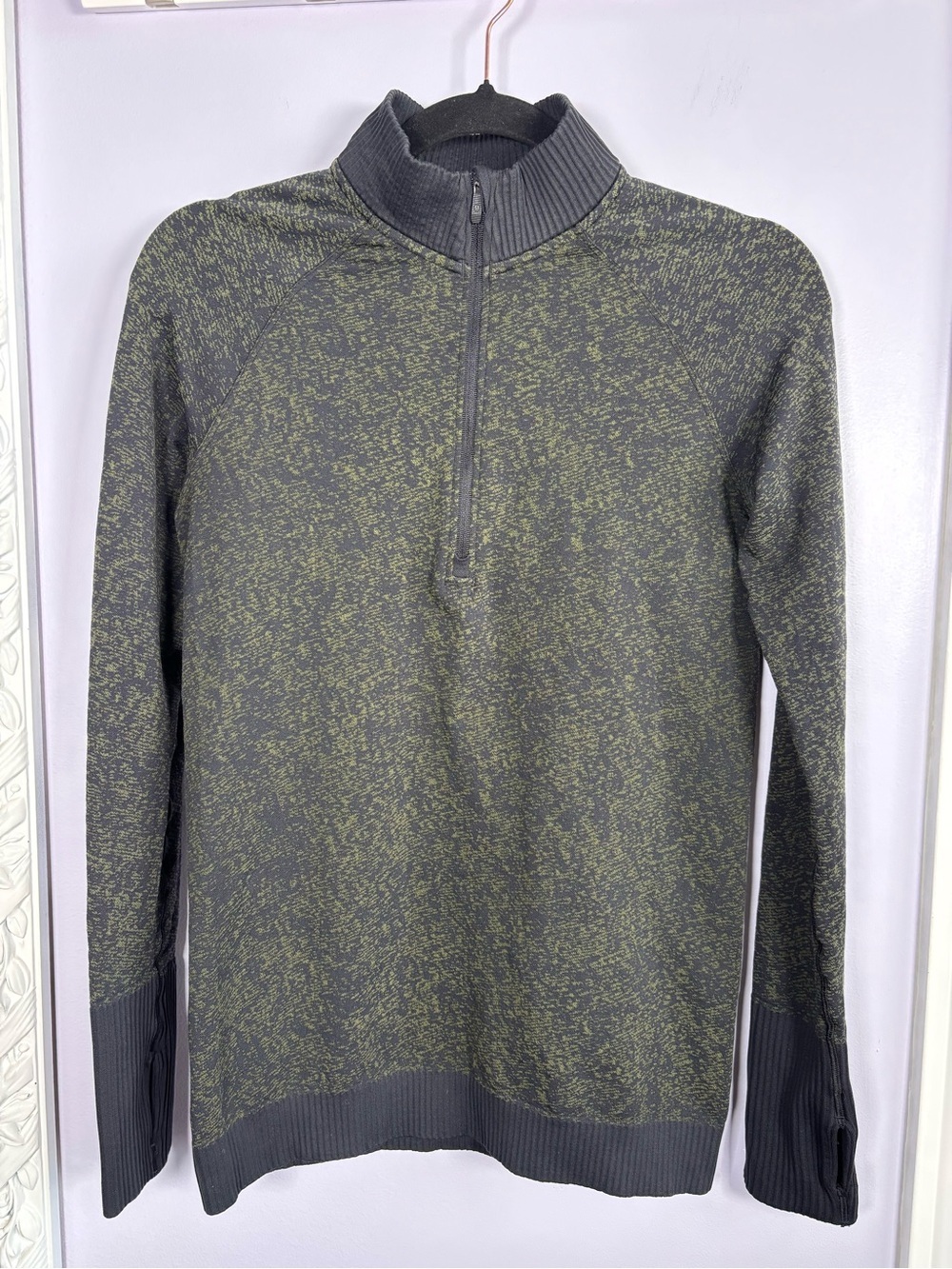lululemon athletica Rest Less Olive and Black Athletic Half-Zip Sweater - Picture 2 of 7